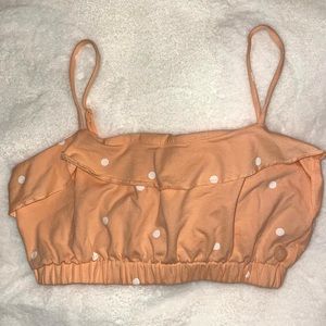 PacSun LA Hearts Crop Tank Top/ Peach with Polka Dots/ Size Small